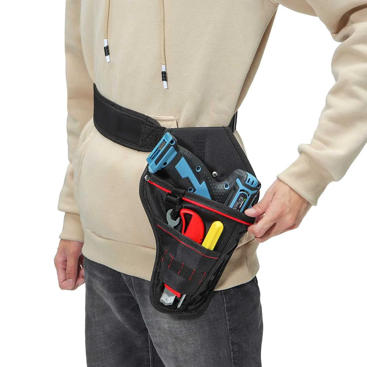 Canvas Electrician Waist Pockets Tools Belt Pouch Bag Organizer