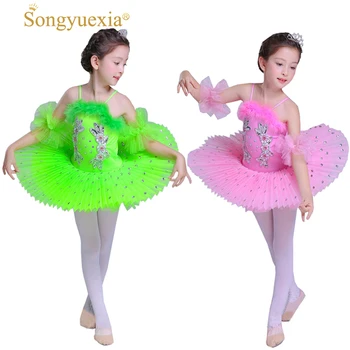

SONGYUEXIA Children Ballet Dress Costume for Kid Swan Pattern Ballerina Clothes Dance Wear Tutu Dress Kid Professional ballet