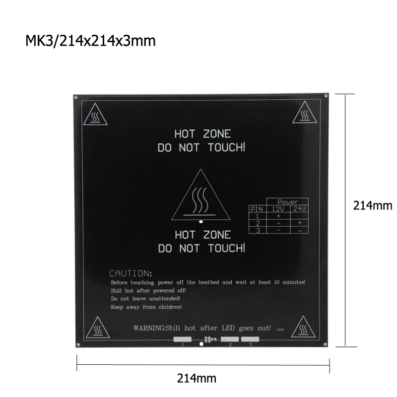 12V Модернизированный MK3 heatкровать 214x214/220x220/300x200x3 мм алюминиевая нагревательная кровать для 3D-принтеров детали impressora 3d pe as