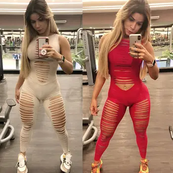 

2019 New Sexy Women Ladies Clubwear Playsuit Bodycon Party Jumpsuit Hole Wind Slim Sleeveless Romper Trousers New