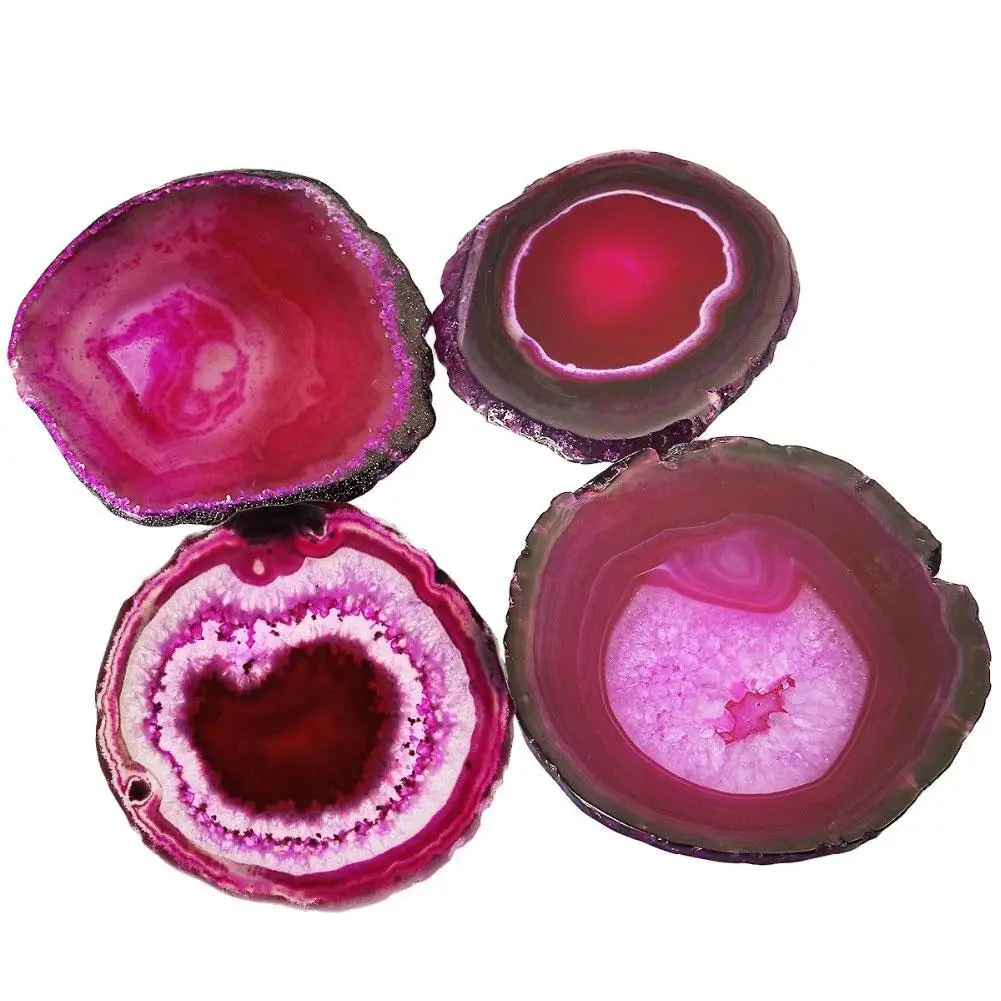 

Round Faux Agate Slice Geode Cup Coaster Mat Stone Beverage Pad Table Decor