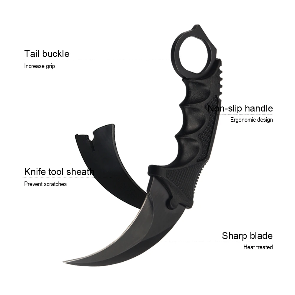 Нож JelBo с фиксированным лезвием, тактический коготь, нож Karambit, нож для выживания на открытом воздухе, кемпинга, охоты, тактический нож CS GO, счетчик ударов, серебряный