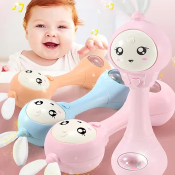 

Baby Rabbit Shape Teether Rattle Toy Music Playing Hand Bells Toys YJS Dropship