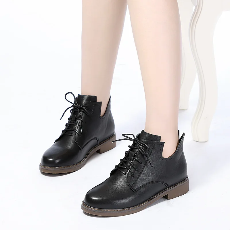 

Genuine Leather Women's 2018 Autumn Europe Inside Cowhide Martin Woman Winter Women Boots