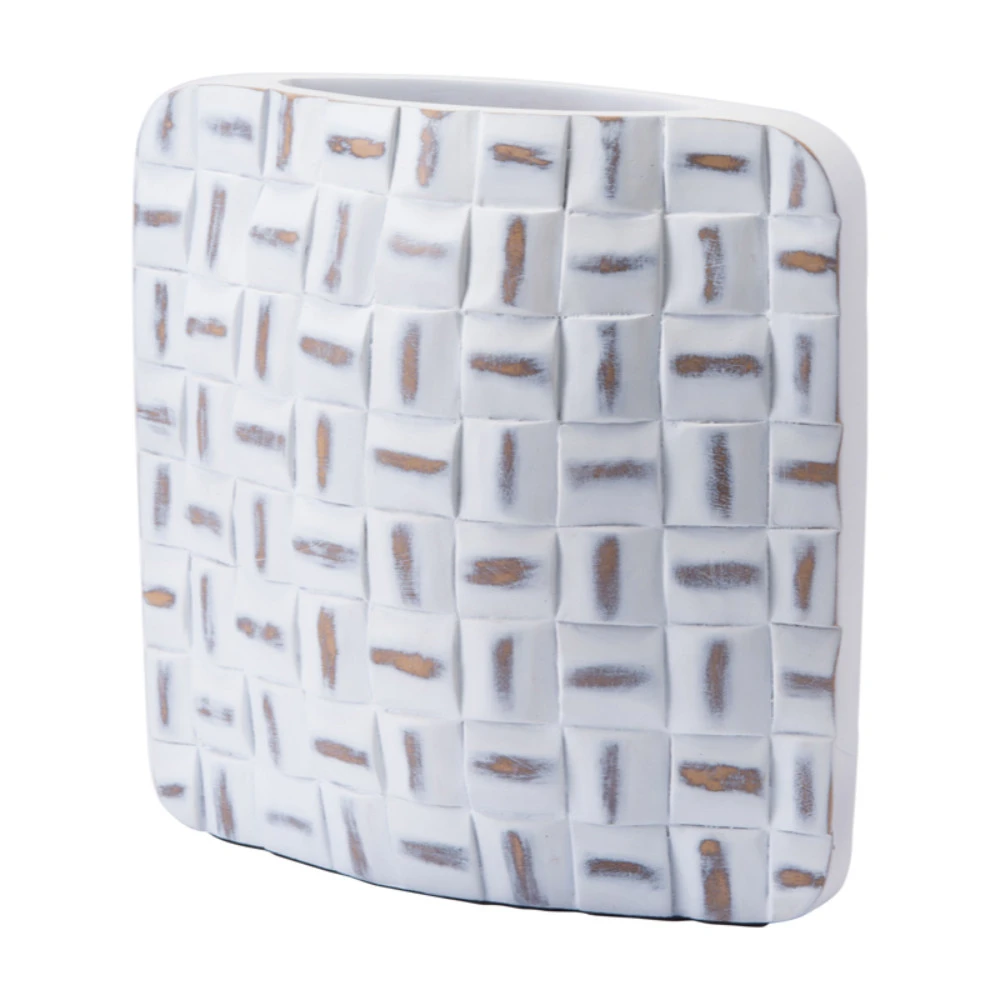 Polyresin Mosaic Square Vase Large Antique In White | Дом и сад