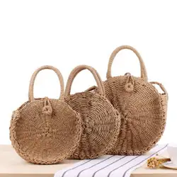 Ручные тканые Круглые Женские сумки на плечо богемные летние соломенные пляжные сумки путешествия шоппинг женские сумки плетеные сумки 2019