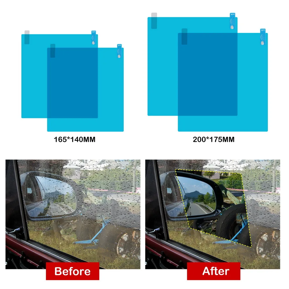 

2 Pieces/Set Car Side Window Protective Film Anti-glare Waterproof Rainproof Car Sticker Anti Fog Membrane Stickers