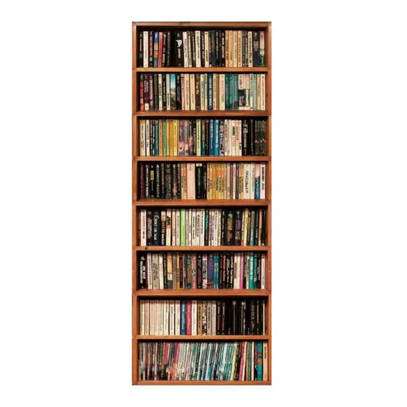 

4pcs Bookshelf 3D Door Stickers PVC Waterproof Removable DIY Wall Decals