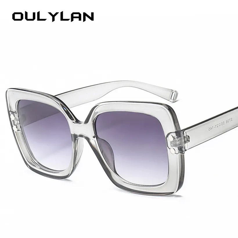Oulylan, негабаритных солнцезащитных очков, Женские винтажные брендовые дизайнерские прозрачные градиентные солнцезащитные очки, Ретро стиль, большая оправа, очки UV400