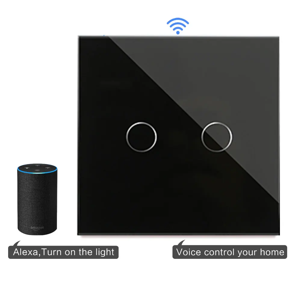 Pаспродажа Bingoelec 2 банда 1 способ сенсорный wifi переключатель умный дом автоматизация Беспроводная стеклянная панель настенный переключатель Управлени...