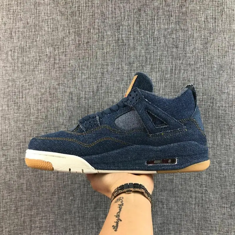 Jordan Air Retro 4 Men Basketball Shoes x LES blue Breathable Men's Basketball Shoes Sports Sneakers Outdoor 41-46