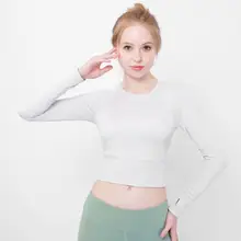 Weimostar супер мягкий нейлон с длинным рукавом Йога футболки с отверстием для большого пальца пикантные укороченные тренировки Фитнес Топы Woemn Спортивная одежда для зала