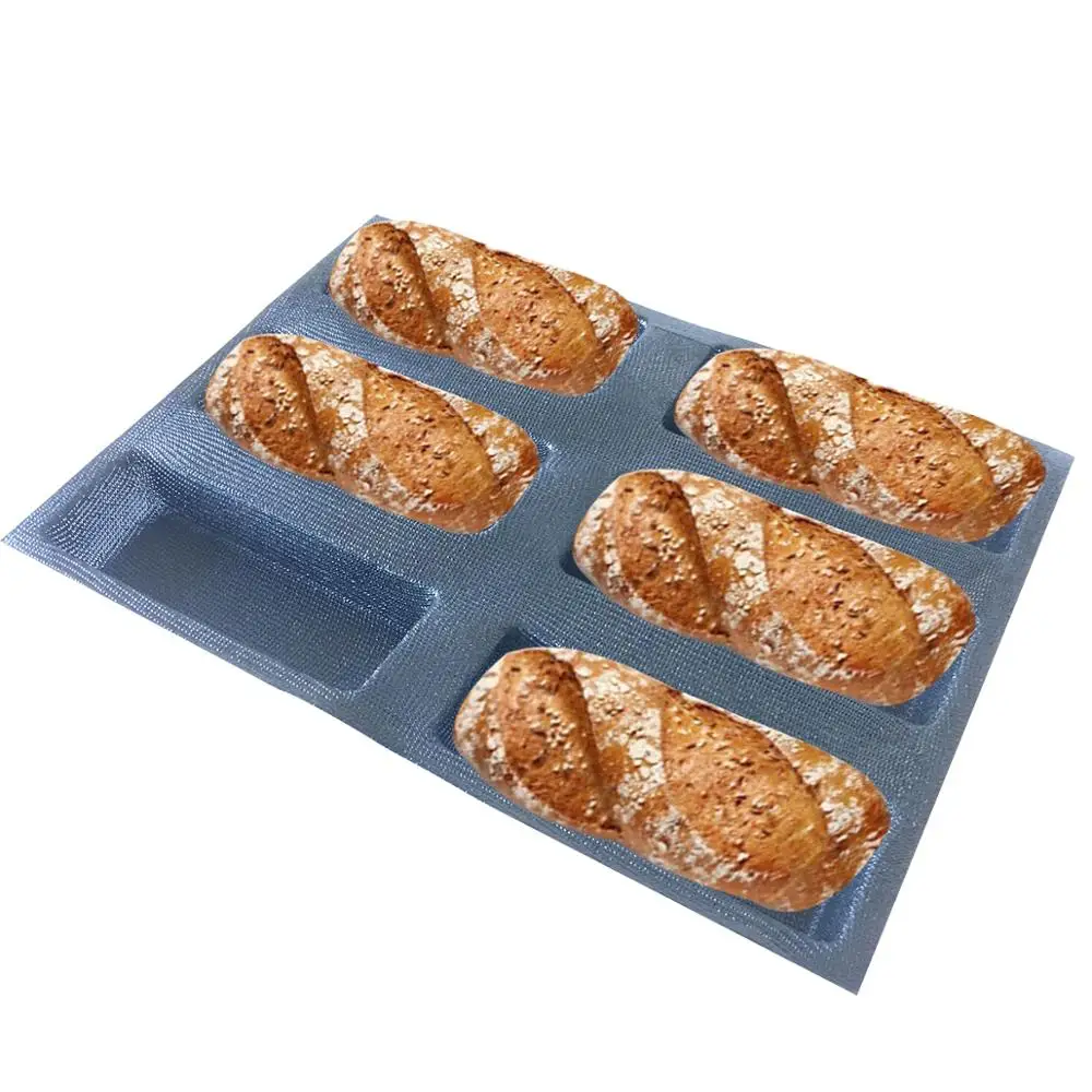 

Bluedrop silicone rectangle bread form square shape English bread mold perforated fiberglass baking sheet 17cm 6 loaves