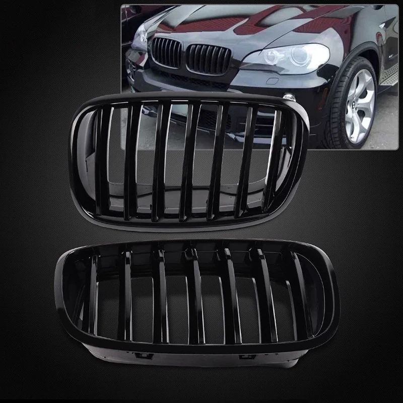 

One Pair Glossy Black ABS plastic Front Bumper Kidney Grille For BMW E70 X5 2007-2013 E71 X6 2007-2013