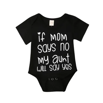 

Black White Letter Printing Bodysuits For Baby Boys Summer Active Short Sleeve O Neck Loose One Pieces Outwear Casual Kid Outfit