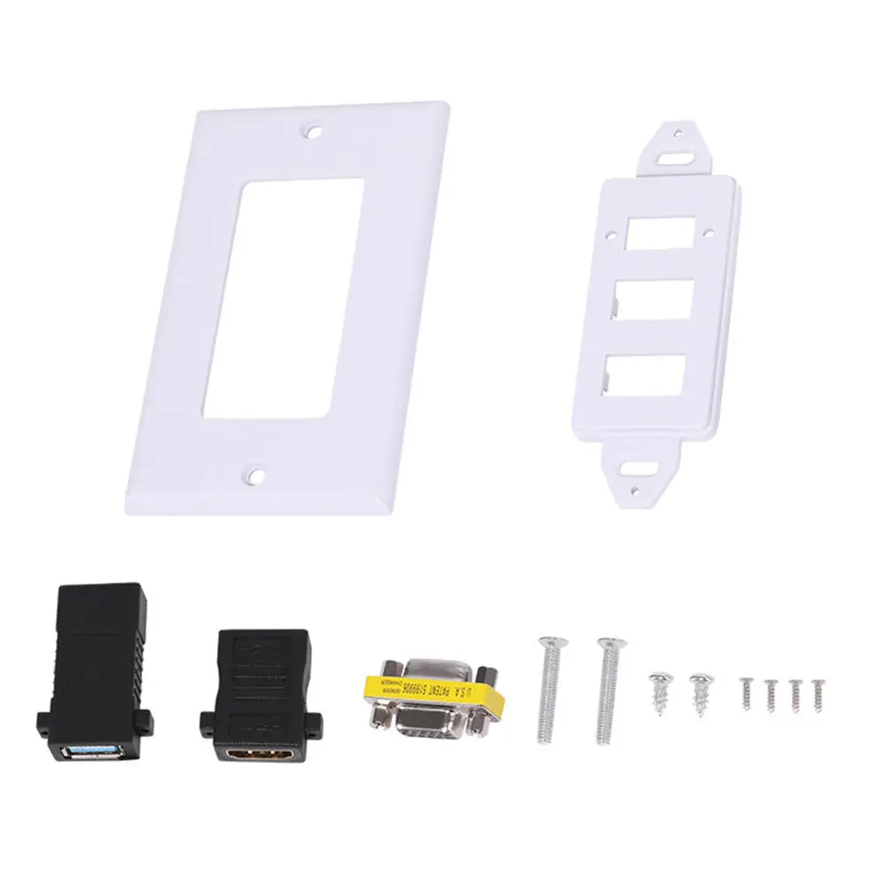 

3-Ports USB 3.0 A Female HDMI VGA Wall Face Plate Cover Socket Audio Video Panel