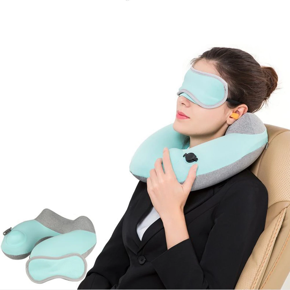 

Air Pillow Set Extra-Soft Inflatable Washable Cover Travel Pillow Neck Pillow Neck Cushion Set For Resting On Car Train Airplane