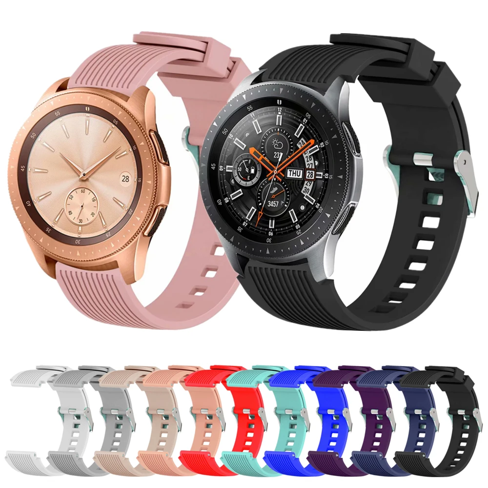 

Watch Band 22mm 20mm Soft Silicone Watch Striped Replacement Bracelet Strap for Samsung Gear S3 S2 Galaxy Watch SM-R800 SM-R180