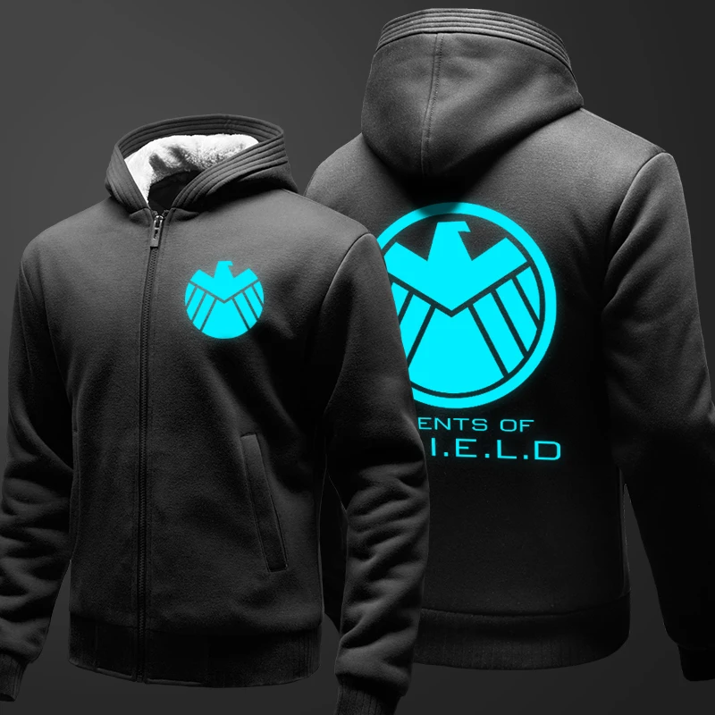 Fans Made Winter Cotton Sweatshirt The Avengers Hoodie SHIELD Luminous Thick Hoodies