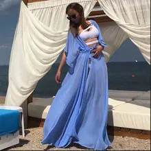 Пляжная накидка, однотонное длинное бикини, накидка, туника для пляжа, купальник, накидка, саронг, пляжная одежда