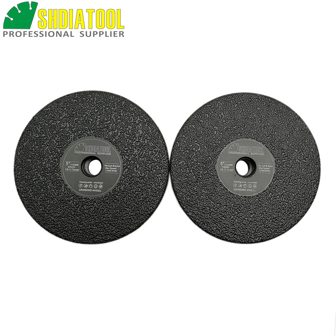 

SHDIATOOL 2pcs Dia 125mm/5inch Vacuum Brazed Diamond Flat Grinding Wheel 5/8-11Thread Grinder Disc Wet or Dry For Granite Marble