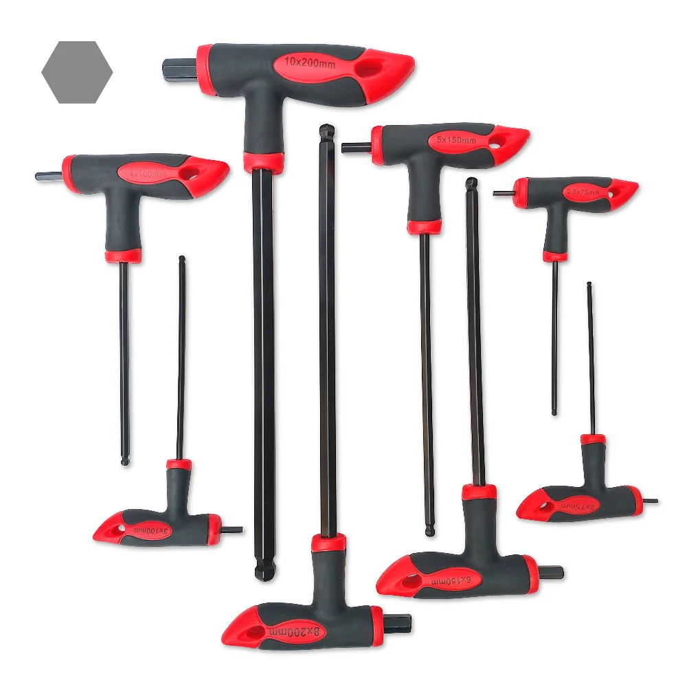 8pc T Type Handle Hex Allen Key Wrench Set Ball Head ...
