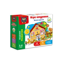 Игра-шнуровка с липучками Vladi Toys "Домик друзей"