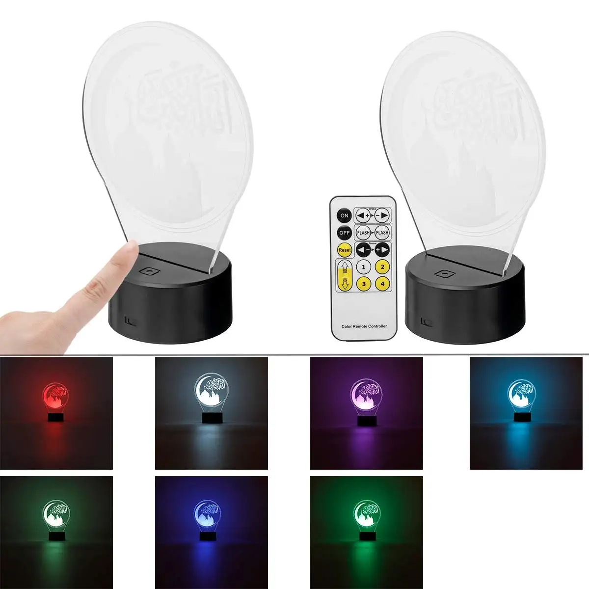 

Adjustment EID Mubarak Ramadan Islamic 3D Night Light LED Color Changing Desk Lamp Decor With Remote Control Flash/Brightness