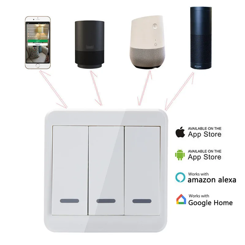 

White UK Standard AC 110V 220V WIFI Wall Switch Touching Switch Smart House Module Remote Control 86 Type ighting Control Switch