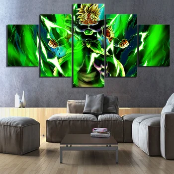 

5 Piece Broly Legendary Super Saiyan Dragon Ball Super Broly Movie Poster Wall Pictures Canvas Painting for Home Decor Wall Art
