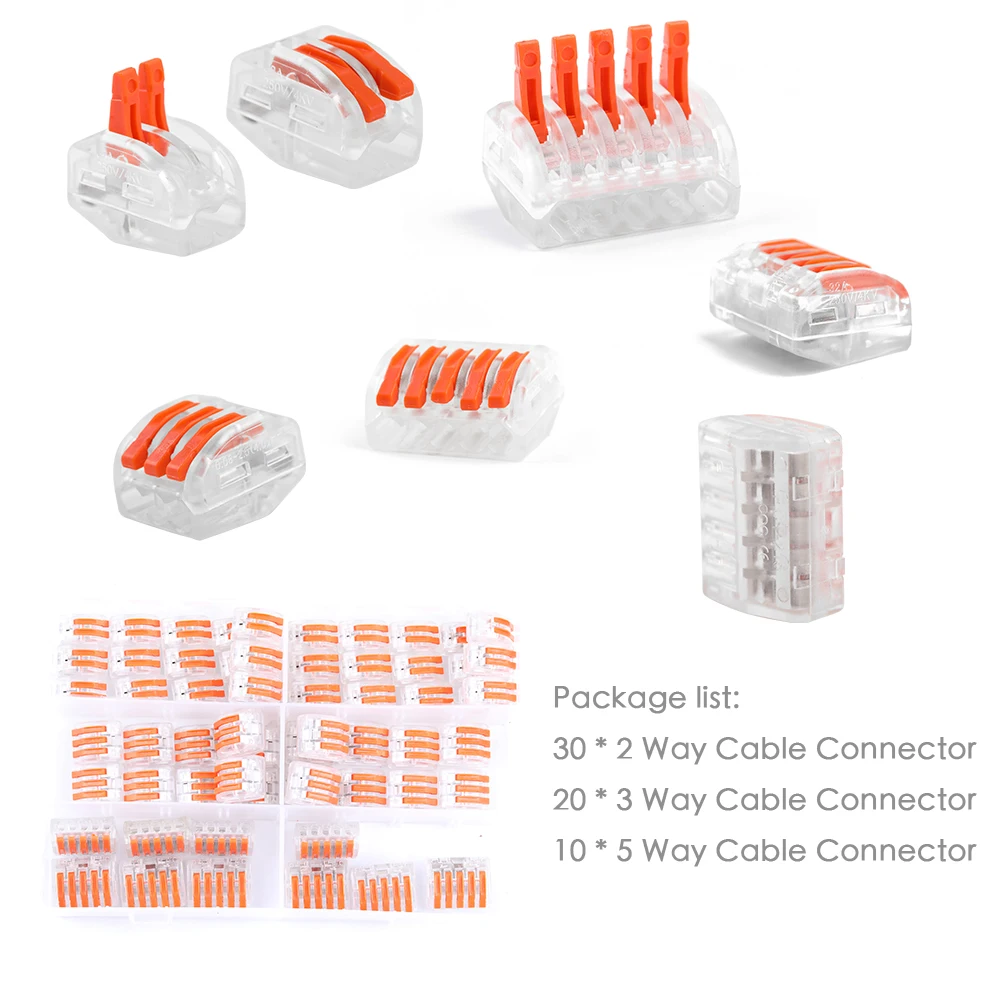 60 шт. Мини Быстрый провод разъемы огнестойкий кабель СОЕДИНИТЕЛЬ НАБОР Универсальный провод разъемы Корпус Комплект быстроразъемные клеммы