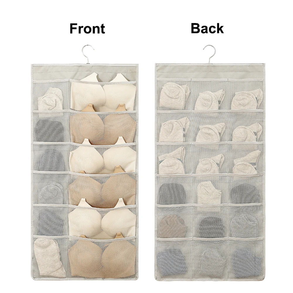 

Double Sided Hanging Storage Bag for for Socks Bra Underwea Mesh Breathable Grids Closet Wardrobe Home Organizer