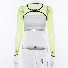 Women Mesh Sheer Tank Top Fishnet Hollow Out Crop Tops Solid Green Color Floral Clothes Large Size hollow out fishnet top