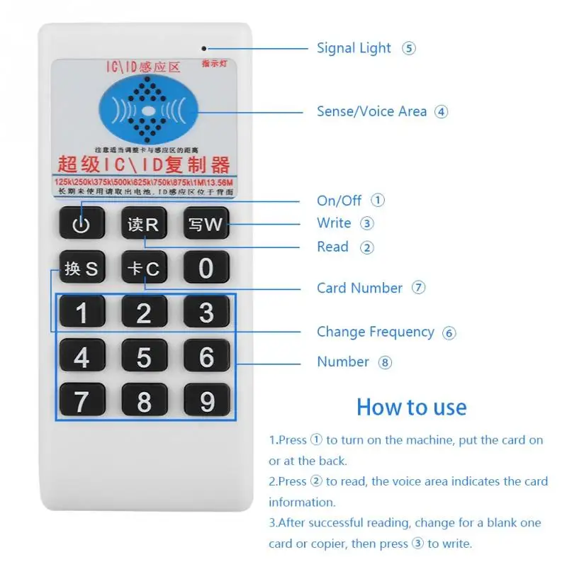 Ручной RFID IC/ID Card Дубликатор с индикатором Дубликатор 125 кГц 13,56 МГц 2019 Новый