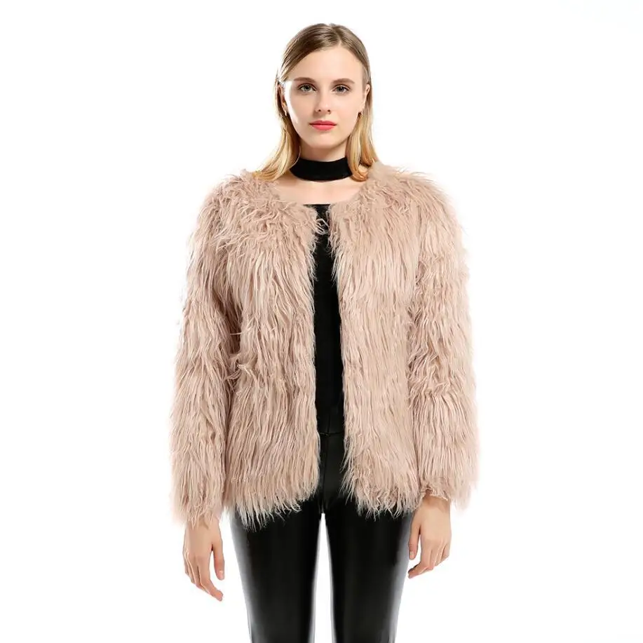 Manteaux 2018 En Fausse Longue Artificielle De blanc Hiver Fourrure Haute Automne Mode Femmes Veste Peluche Luxe Chaud Qualité Kaki Outwear Manteau 0Swq5T5O