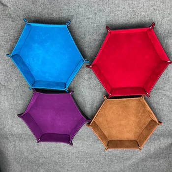 

1Pc PU Leather Folding Hexagon Dice Tray Purple Dice Box For RPG DnD Games Dice Storage High Quality