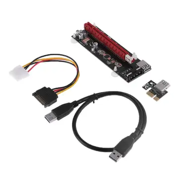 

60cm PCI-E extender PCI Express Riser Card 1x to 16x USB 3.0 SATA to 4Pin IDE Molex Power for BTC Mining Miner