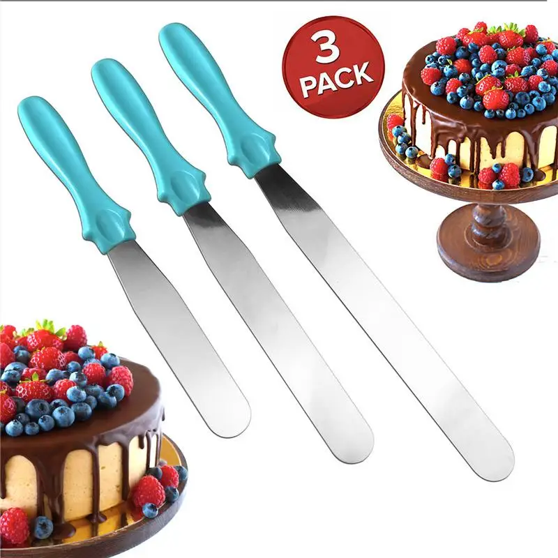  Straight Spatula Cake Cream Berry Scraper 3Pcs Set Baking Kitchen Stainless Steel Cream Scraper for