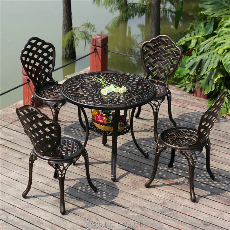 Set 5pcs Литые алюминиевые балконные столики и стулья уличная мебель для парка