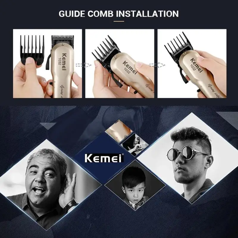 Kemei KM-1032 электрическая машинка для стрижки волос триммер для стрижки бороды парикмахерские бритвы для мужчин инструменты для стрижки волос