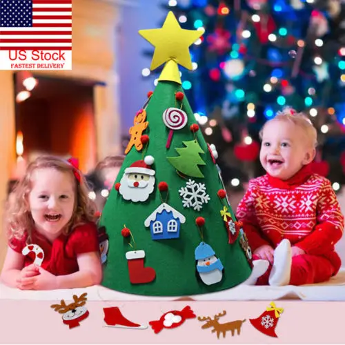 

US 70*50cm 3D Cone DIY Craft Felt Christmas Tree for Toddler Boy Girl Children Baby Gifts