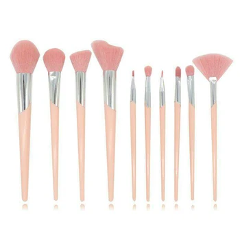 

10pc Makeup Brush Set Foundation Powder Blusher Contour Eyeshadow Makeup Brushes Facial Cosmetic Full Function Make up Tools Kit