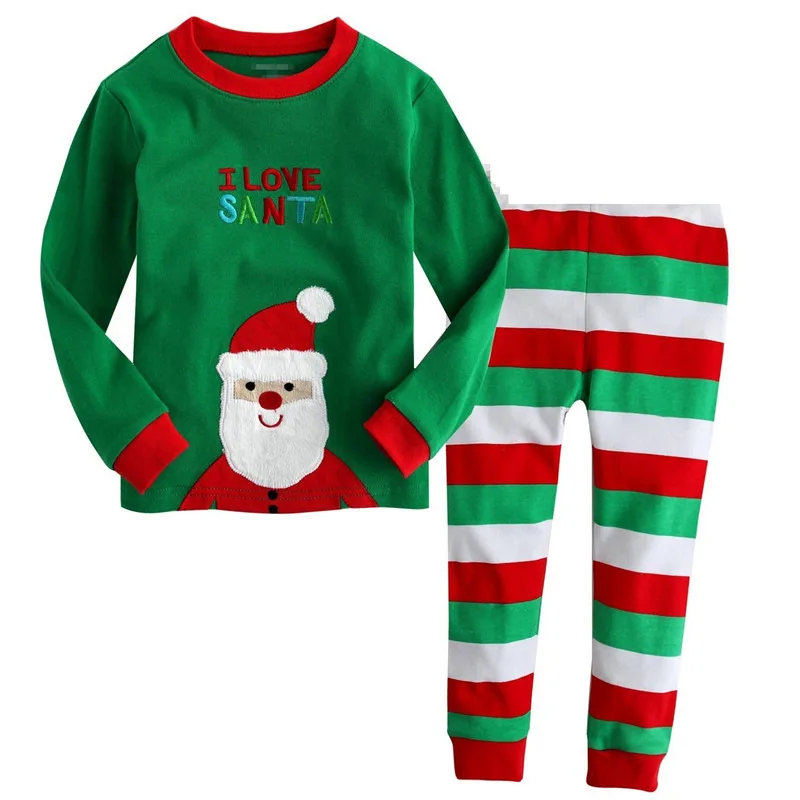 Рождественский детский пижамный комплект для девочек, хлопковый новогодний пижамный комплект с длинными рукавами, хорошее качество, милый детский Пижамный костюм с принтом