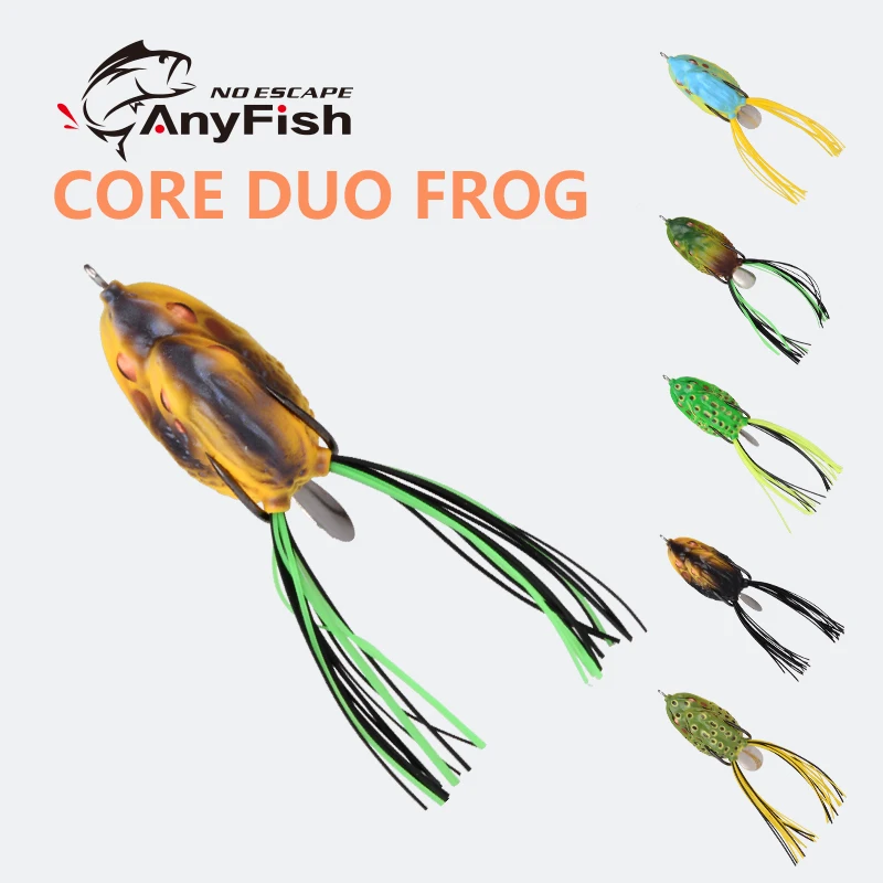 

ANYFISH CORE DUO FROG Fishing Lure Artificial Soft Bait 3.5cm/6.7g 4.5cm/11.5g Double Hooks Topwater Floating Fishing Big fish