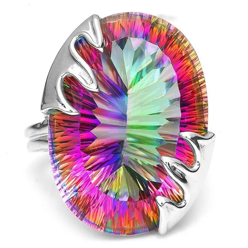 Модное кольцо Seven Rainbow огромное 8 9 карат женское мужское коктейльное мистическое