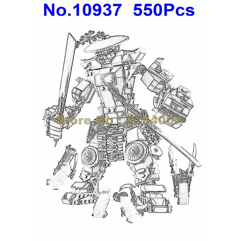 

10937 550pcs Ninja The Oni Titan Dragon Pit Mech Bela Building Blocks Compatible 70658 Toy