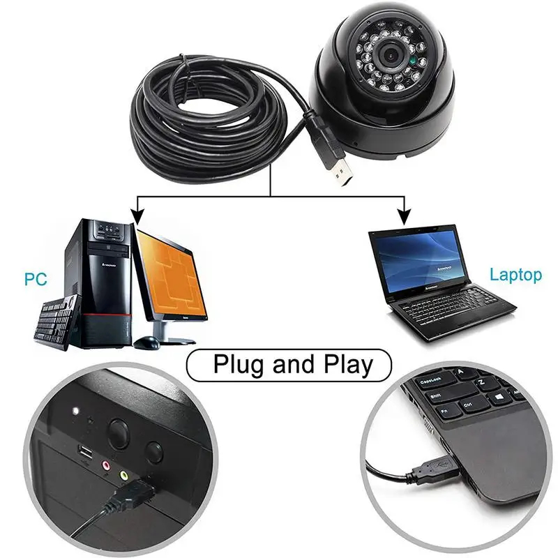 USB камера наблюдения Full HD ночного видения инфракрасный светодиодный купольная