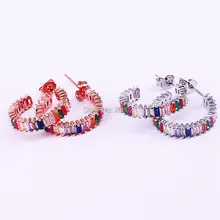 5 пар новейший дизайн дамские Девушки Мода Красочный Блестящий Кристалл CZ Радуга серьги гвоздики для женщин Светящиеся ювелирные изделия