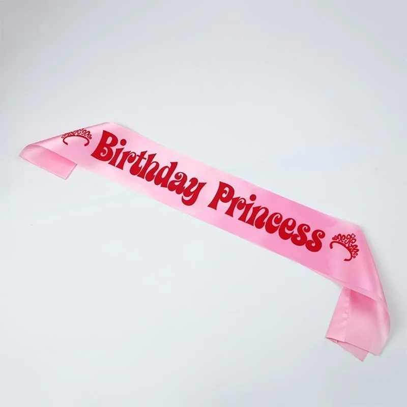 

156x9.5cm Lace Birthday Girl Sash Glitter Satin Sashes Princess Happy Birthday 21st 40th Birthday Party Decor Gift Dropshpping
