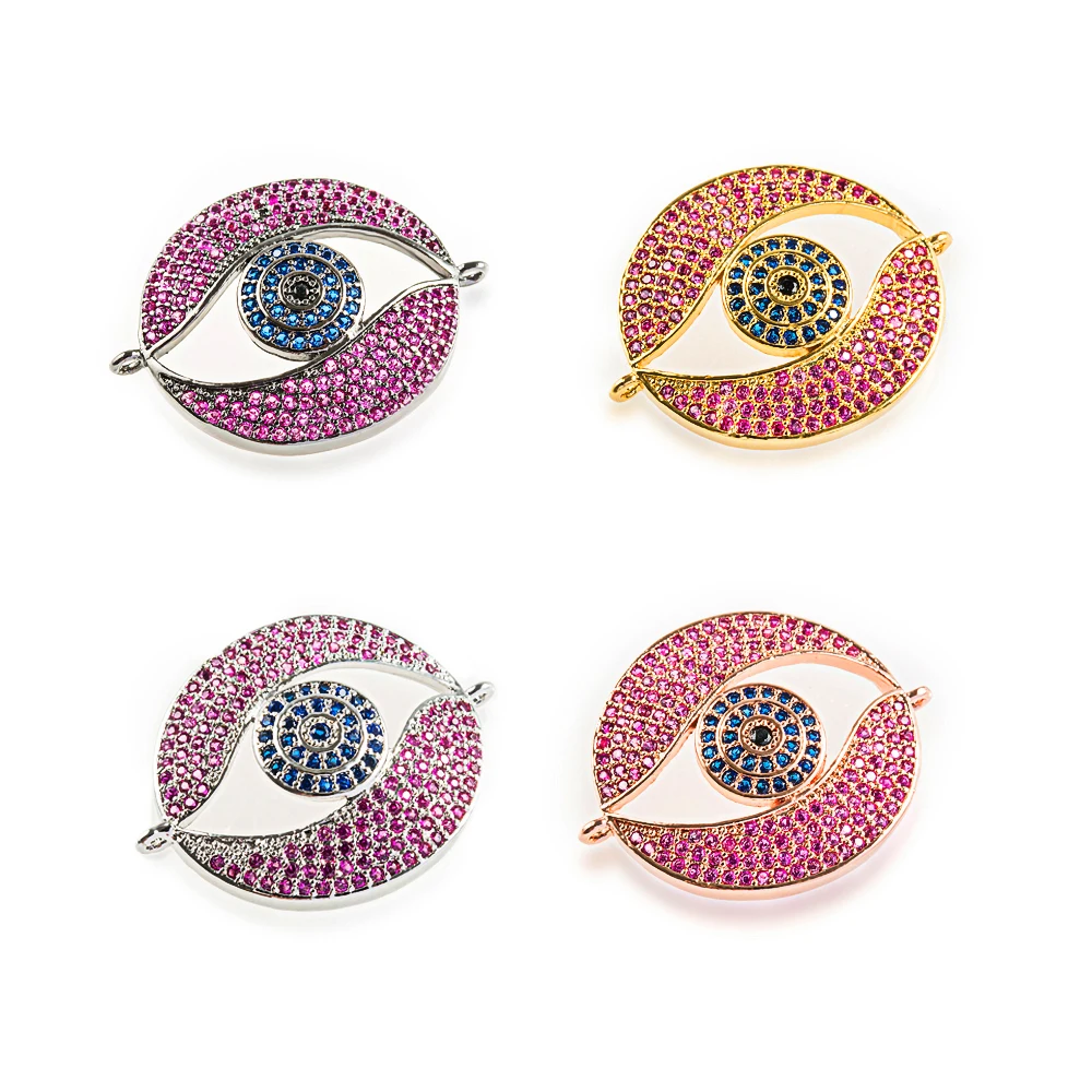 

Sexy Mom Evil Eye CZ Charm Micro Pave Cubic Zirconia Pendant Charms Four Tone Gun Metal Plated Connector